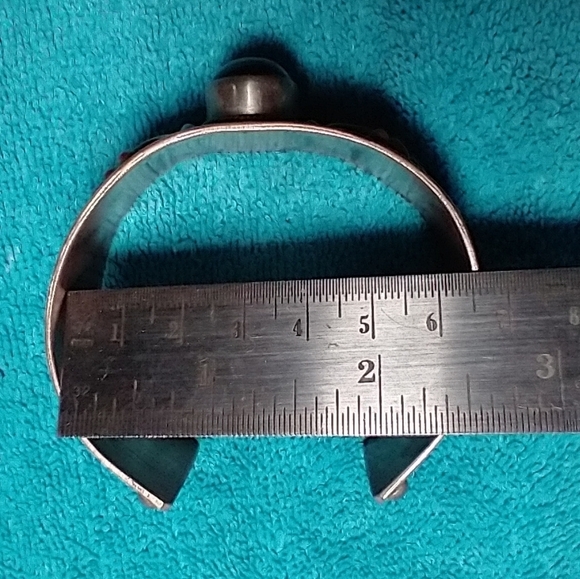 Elegant Silver Copper and Black Stone Cuff Bracelet - Picture 3 of 8